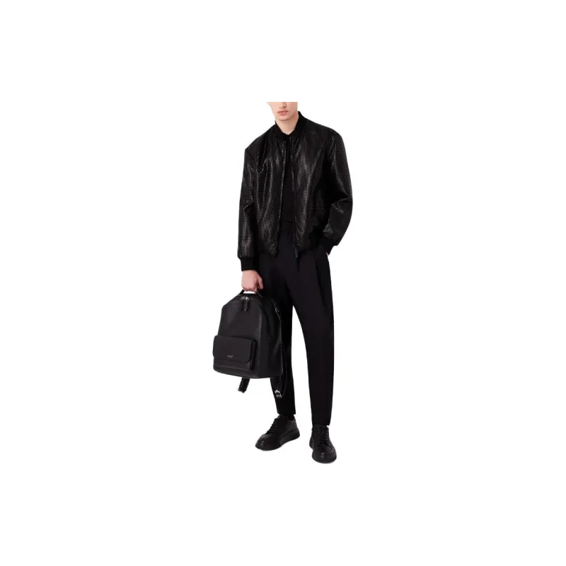 GIORGIO ARMANI Leather Jacket Men's Black-1