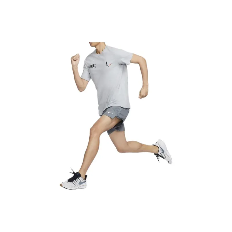Nike T Shirts Men Gray White-2
