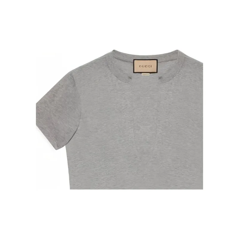 GUCCI Split Neck Short Sleeved T Shirt-5