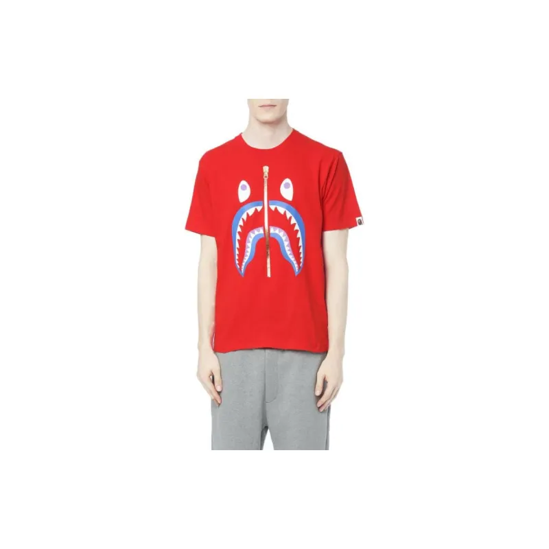 Bape Colors Gold Zip Shark Tee SS19-1