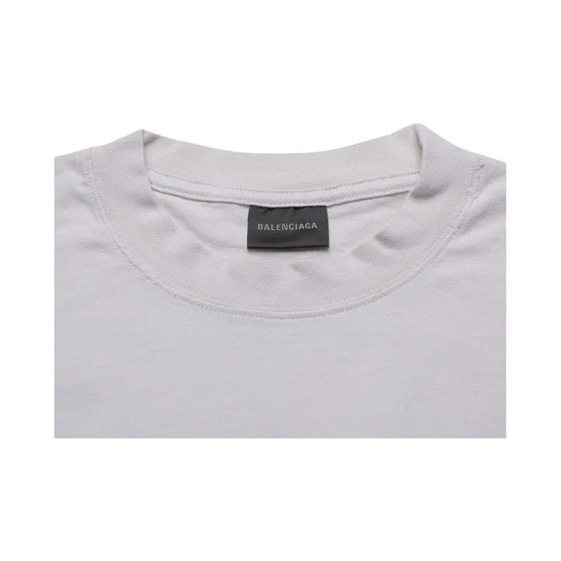Balenciaga Logo Print Crew Neck Short Sleeved T Shirt T Shirt Regular Fit Men's Beige-4