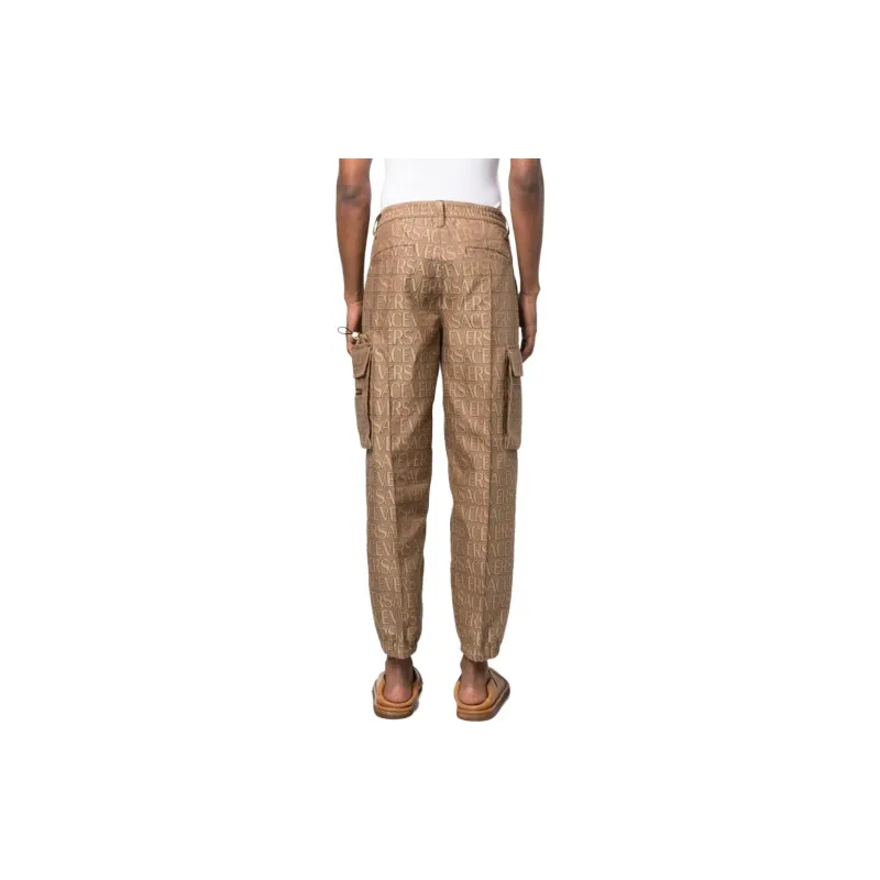 VERSACE Allover Logo Printed Mid Rise Cargo Trousers-2