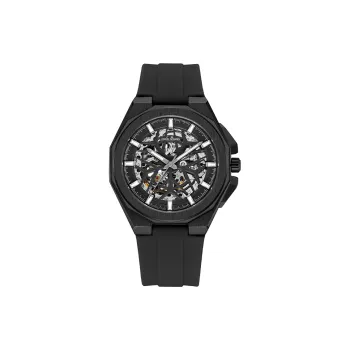 DANIEL GORMAN Daniel Golman Watch For Men Mechanical Movement Silicone Strap Watch Men's Watches Black Dial