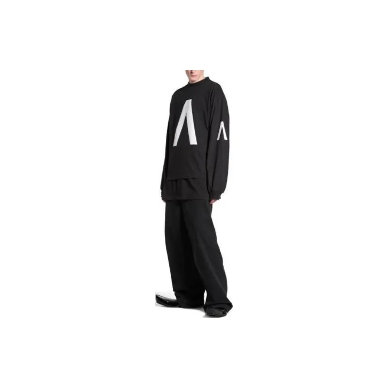Balenciaga Archive Collection Connected Long Sleeve T Shirt Medium Fit T Shirt, Loose Fit Men's Black-2