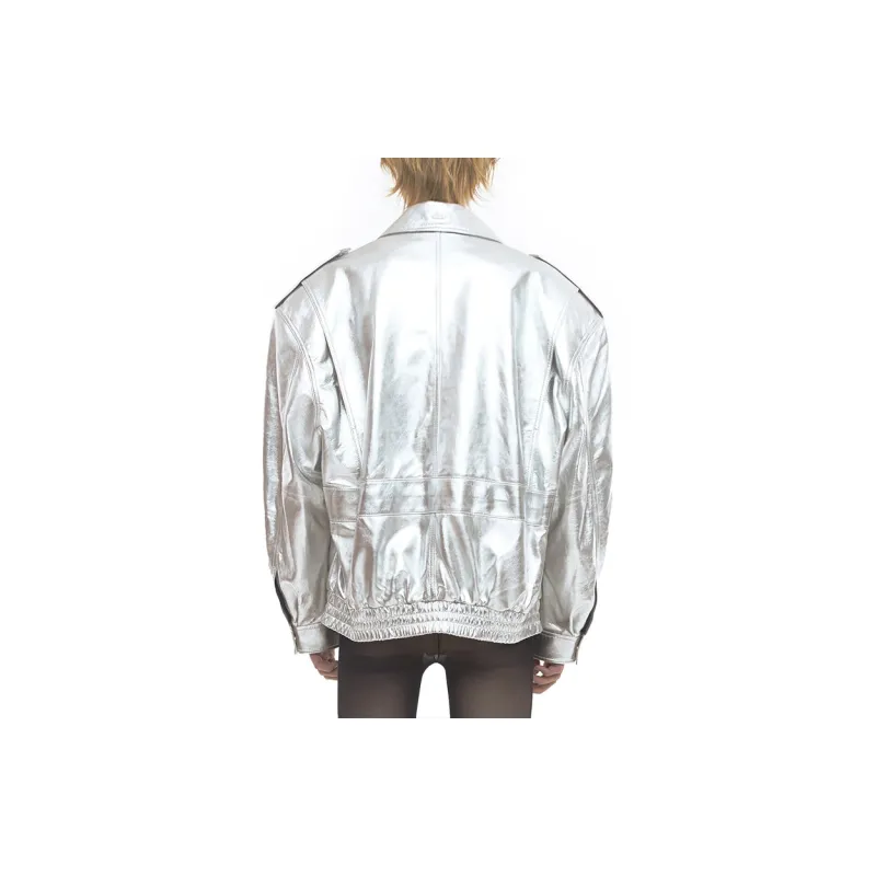 OSOI FW23 Leather Jacket Unisex Silver-4