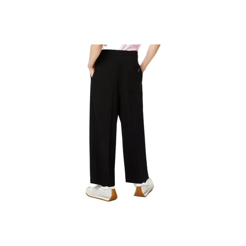 LOEWE Single Pleat Loose Fit Wide Leg Wool Trousers-3
