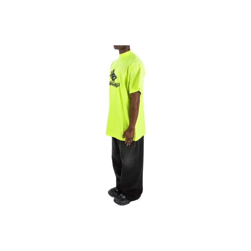 Balenciaga Drop Shoulder Sleeve T Shirt, Loose Fit Men's Grass Green-3