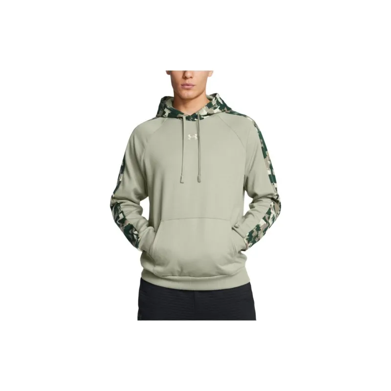 Under Armour Rival Fleece Camo Blocked Hoodie Sweatshirt Men's Light Green-3