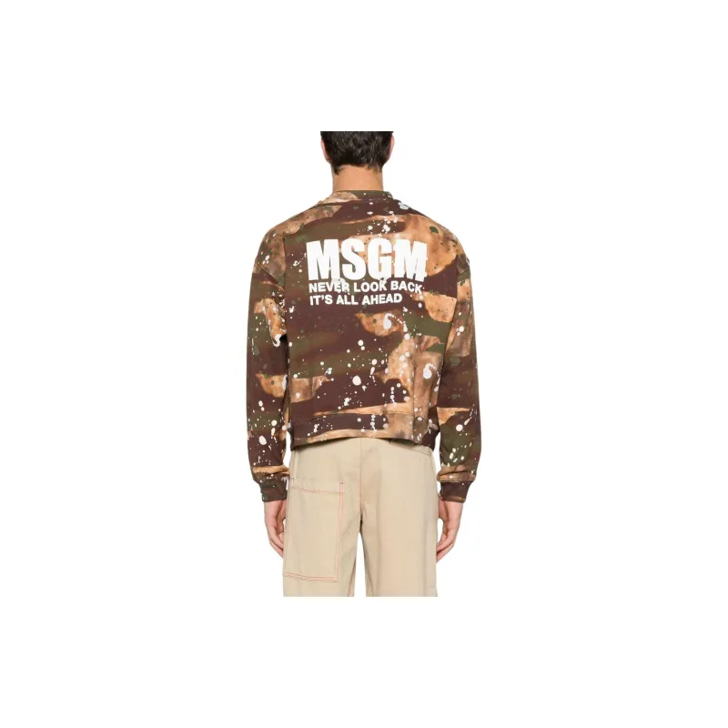 MSGM Camouflage Printed Paint Splatter Crewneck Sweatshirt-2