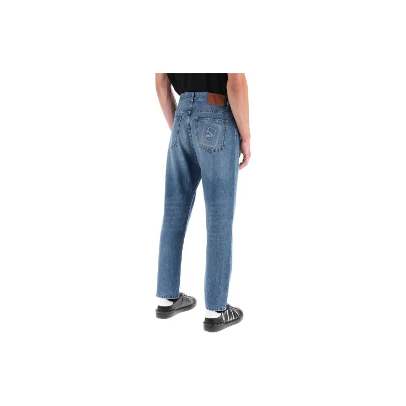 Valentino Logo Patch Cropped Jeans-4