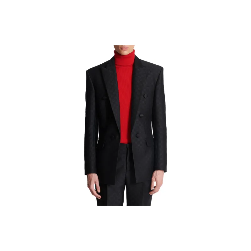 BALMAIN Mini Monogram print Satin Blazer-4