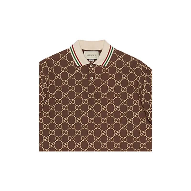 GUCCI Polo Shirts Men Brown-4