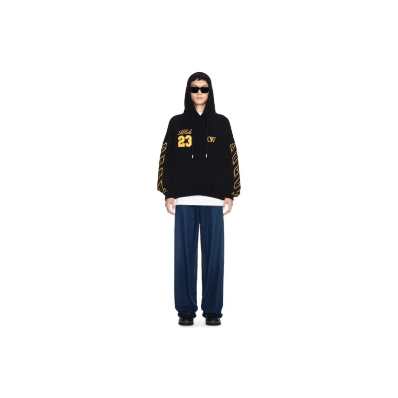 OFF-WHITE Logo Printed Drawstring Hoodie-1