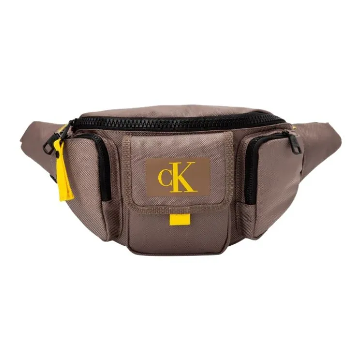 CALVIN KLEIN Fabric Sling Bag, Fanny Pack Trumpets Men's Coffee Brown-0