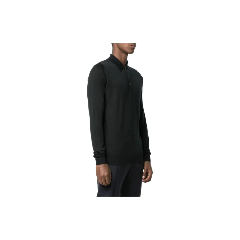 JOHN SMEDLEY Long Sleeved Knitted Polo Shirt-3