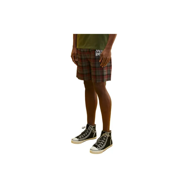 TCH Casual Shorts Men Red Plaid-3