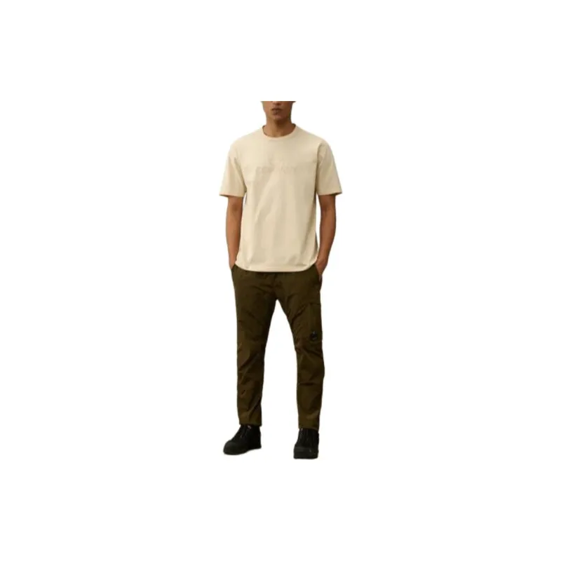 C.P.Company 30/2 Mercerized Jersey Twisted Logo T shirt T Shirt Men's Beige-2