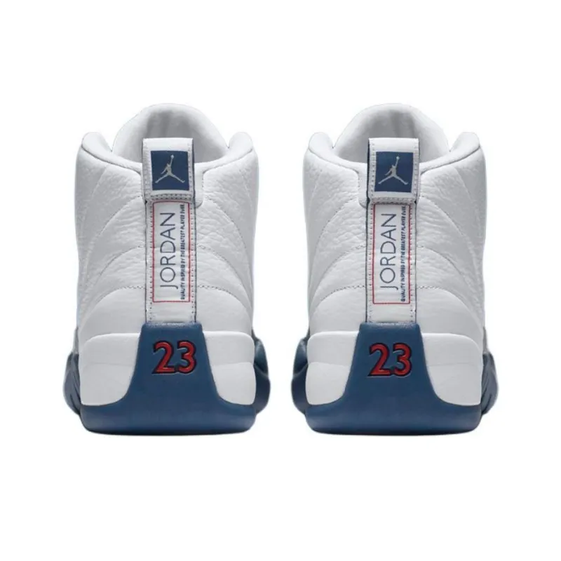 Jordan Air Jordan 12 Anti-Slip Wear-Resistant High-Top Vintage Basketball Shoes Unisex White Blue-3