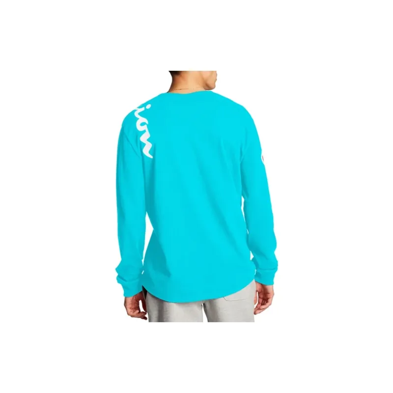 Champion Straight Long-Sleeved T-Shirt US Version Unisex Sky Blue-4