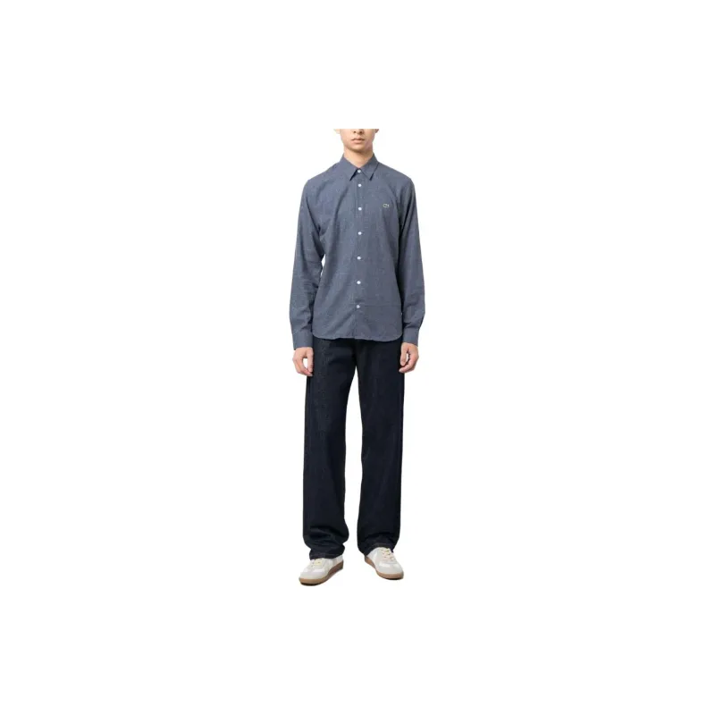 LACOSTE Logo-patch Long-sleeve Chambray Shirt-1