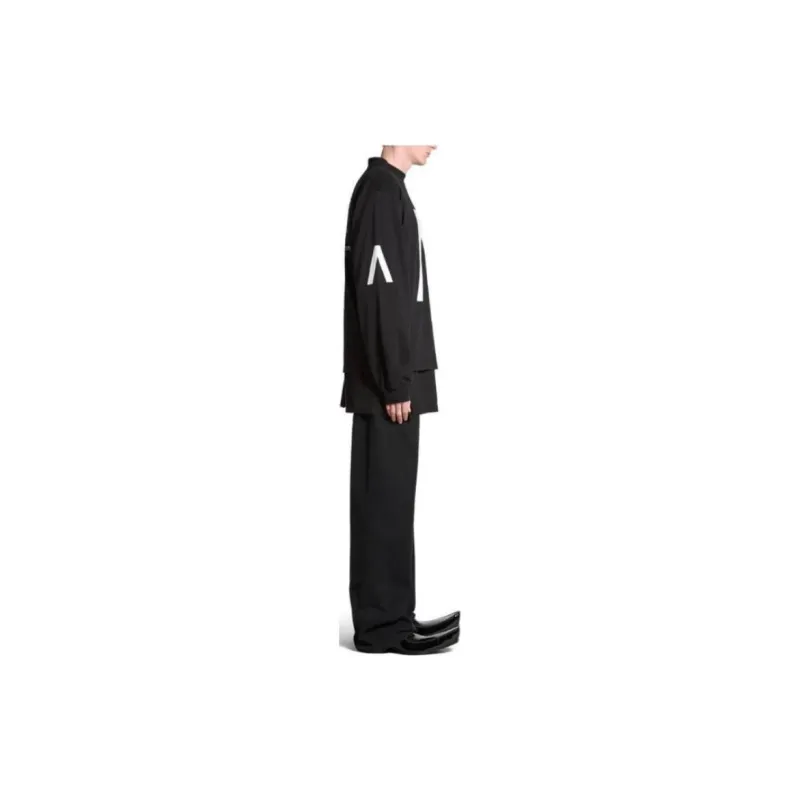 Balenciaga Archive Collection Connected Long Sleeve T Shirt Medium Fit T Shirt, Loose Fit Men's Black-4
