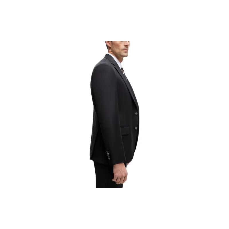 HUGO BOSS Slim Fit Jacket In Virgin Wool With Stretch Business Suit Men's Gray-3