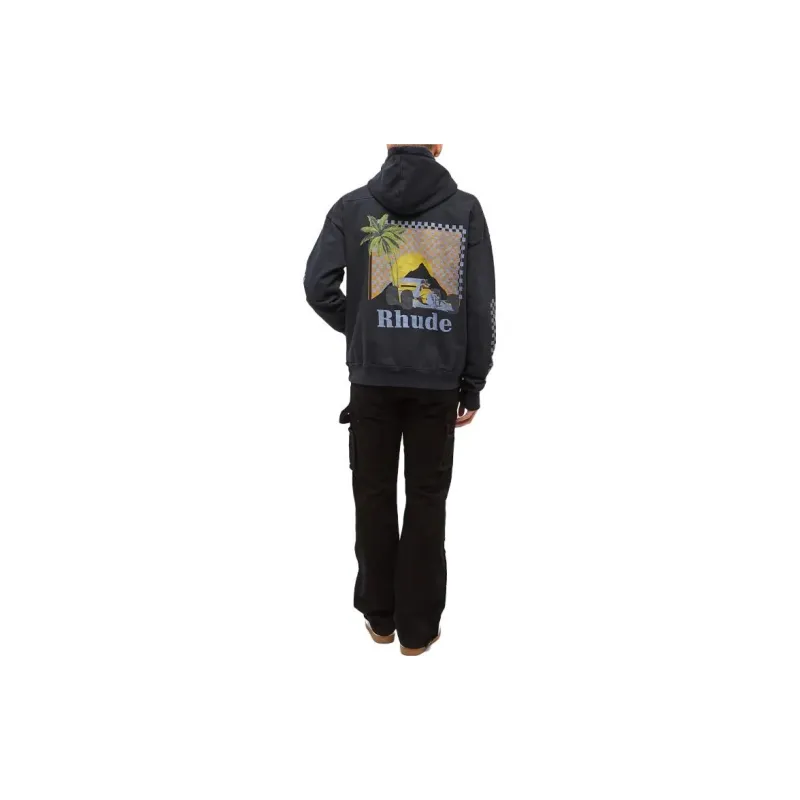 RHUDE Moonlight Tropics Print Oversized Vintage Hoodie-1