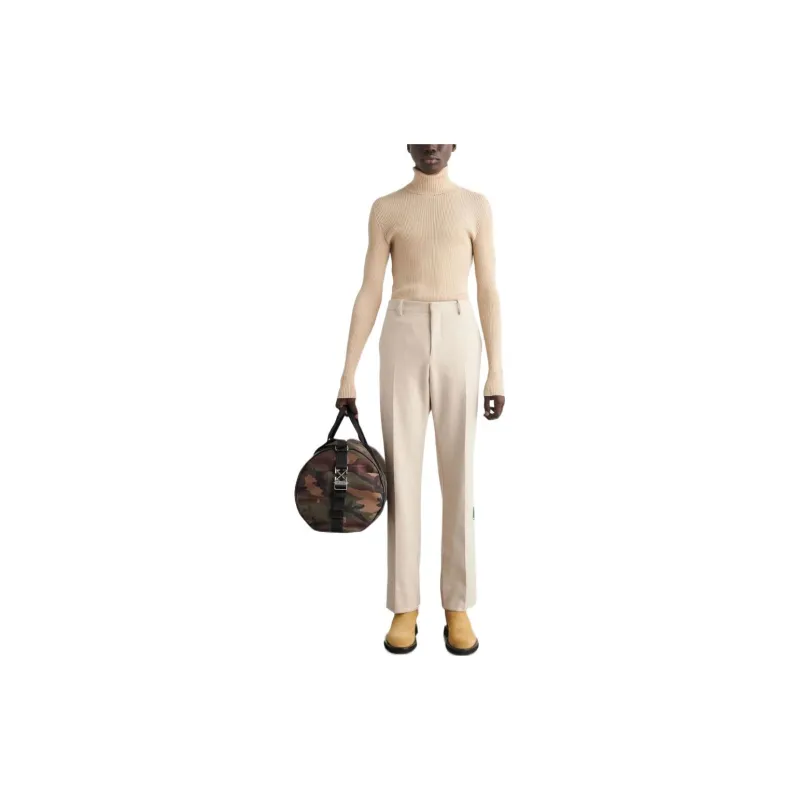 OFF WHITE Tag Wool Slim Zip Pant 'Beige'-1
