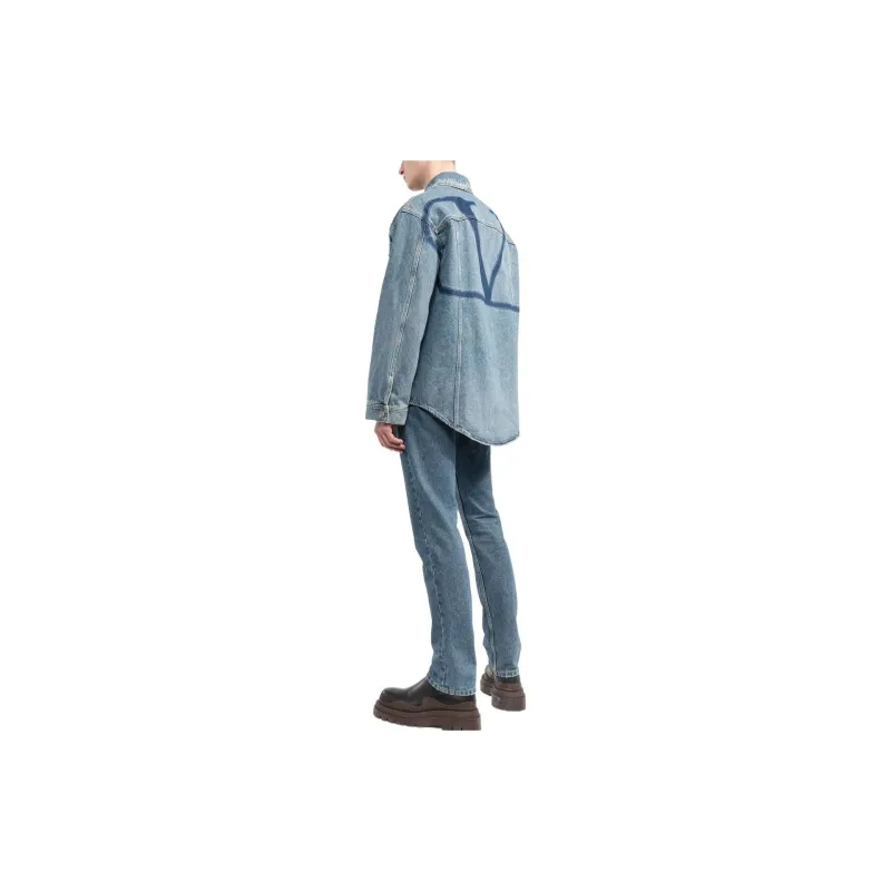 Valentino Denim Jackets Men Blue-2