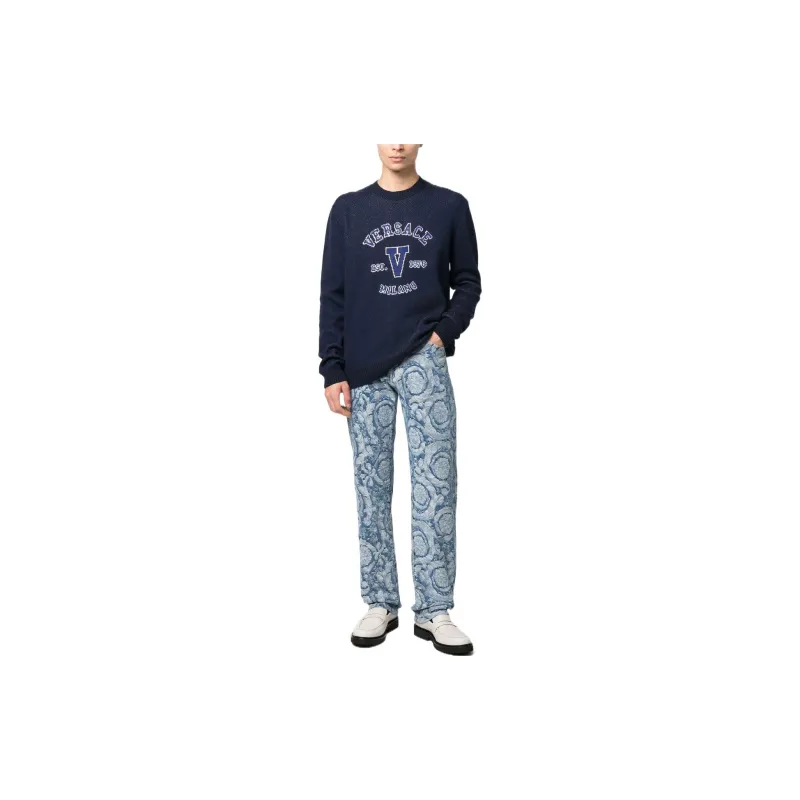 VERSACE Intarsia knit Logo Jumper-2
