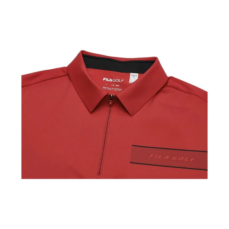 FILA Golf Series Polo Shirt Men's Fluorescent Flame Red-5