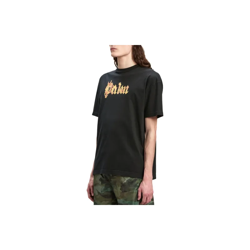 PALM ANGELS Burning Logo Printed Crewneck T Shirt-2