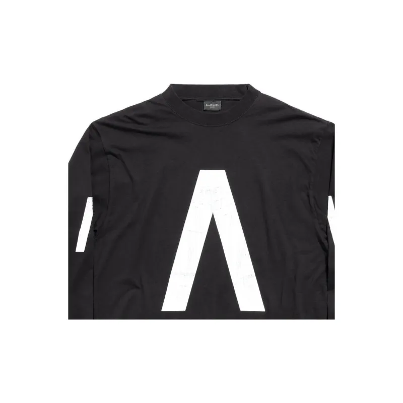 Balenciaga Archive Collection Connected Long Sleeve T Shirt Medium Fit T Shirt, Loose Fit Men's Black-5