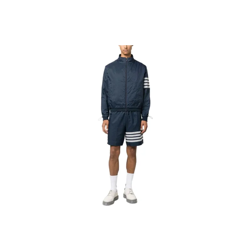 THOM BROWNE 4 Bar Striped Zipped Ripstop Jacket-1