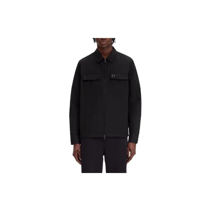FRED PERRY Textured Zip through Overshirt-2