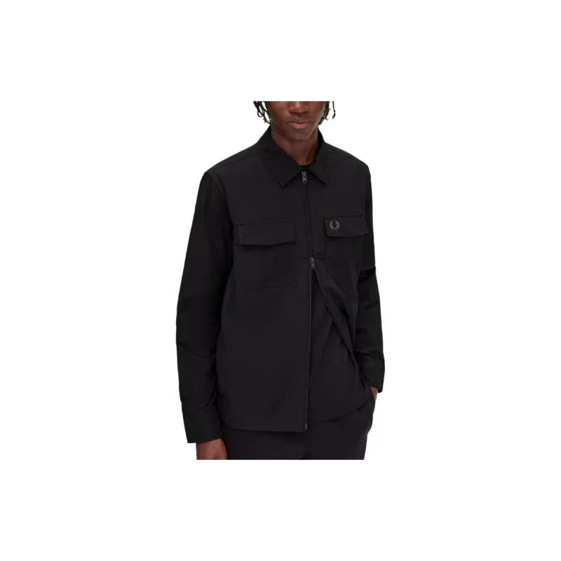 FRED PERRY Textured Zip through Overshirt-5