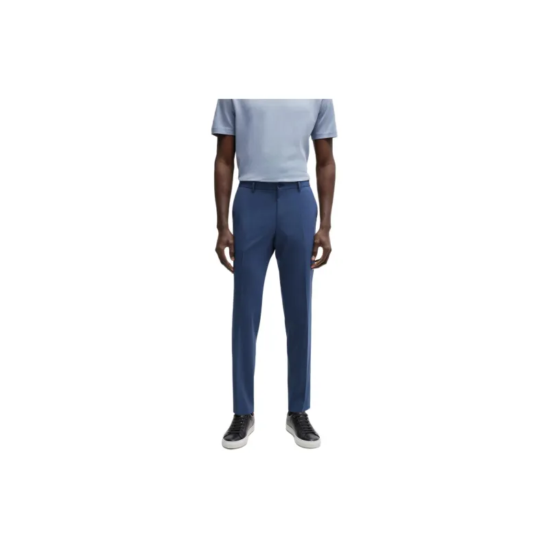 HUGO BOSS Slim Fit Trousers In A Performance Stretch Wool Blend Casual Pants Men's Blue-1