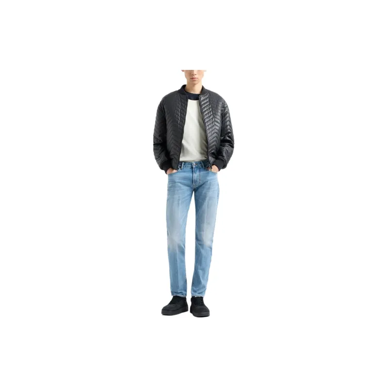 EMPORIO ARMANI J06 Slim fit 12.2 oz Stone washed Denim Jeans With Veining-1