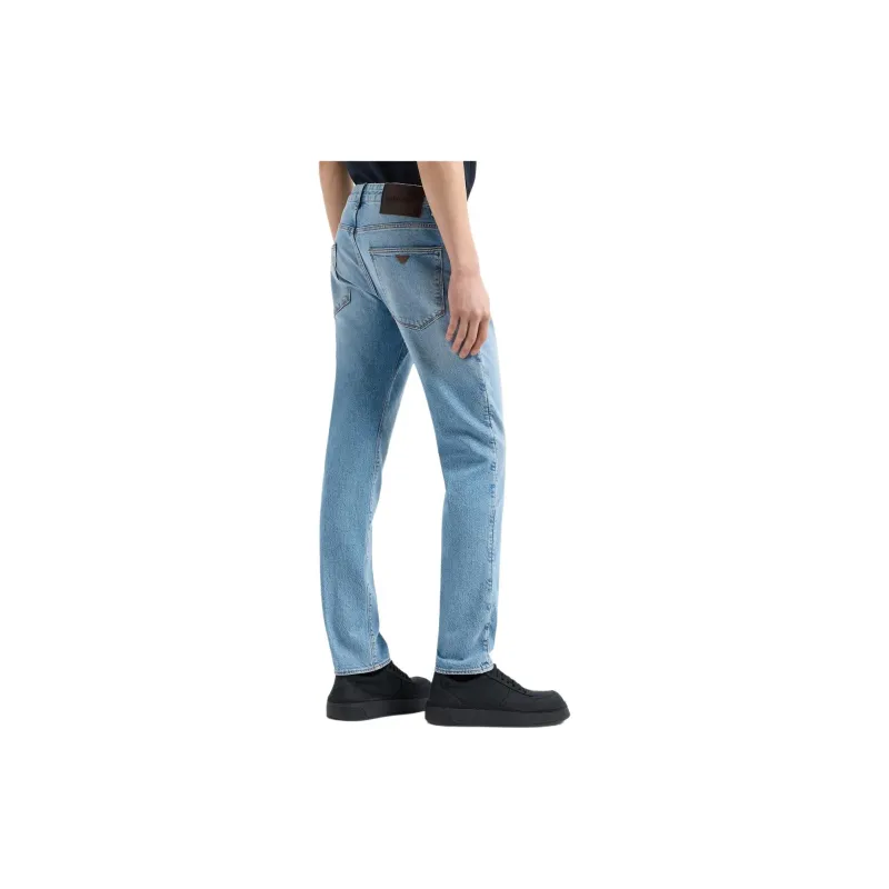 EMPORIO ARMANI J06 Slim fit 12.2 oz Stone washed Denim Jeans With Veining-2