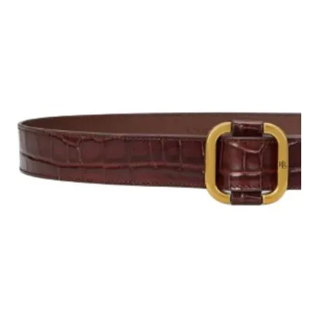 Ralph Lauren Cow Leather Leather Belts Women's Dark Red Brown Width 4.4cm-2
