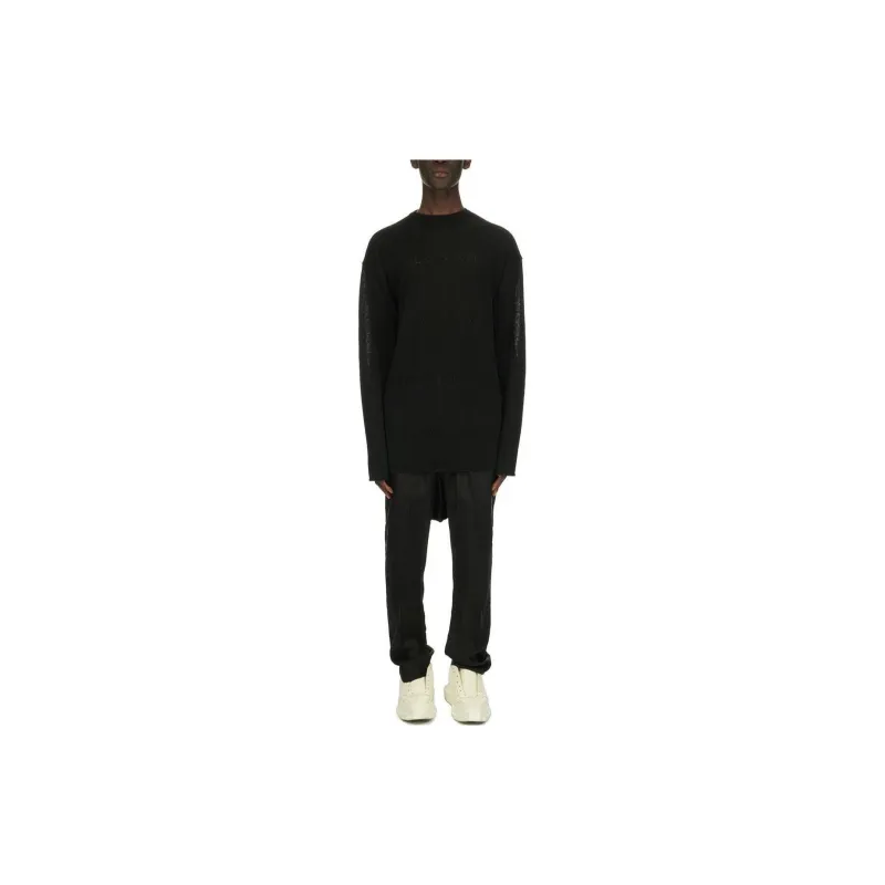 RICK OWENS/RO Drawstring Long In Black Cupro Japonette Casual Pants Men's Black-2