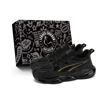 Legaco Chicken Cushioning Anti-Slip Wear-Resistant Breathable Height Increasing Low-Top Casual Shoes Men's Black Gold