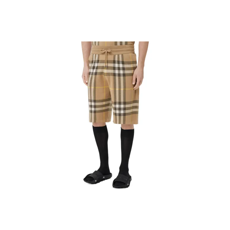Burberry Tartan Motif Bermuda Shorts Beige-5