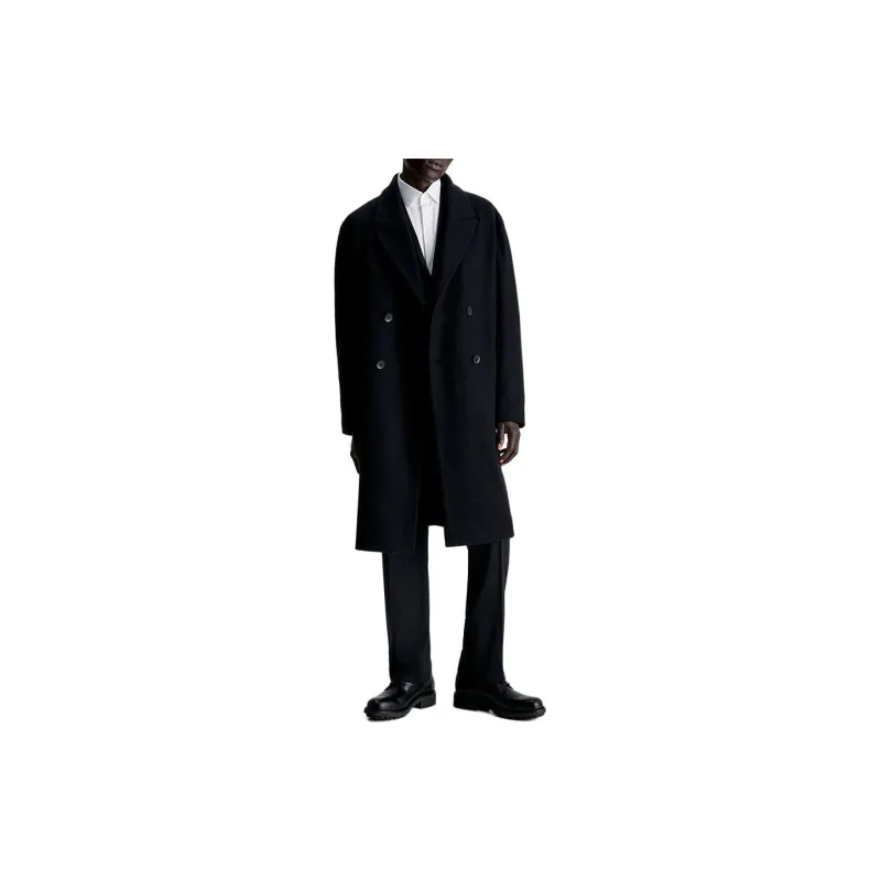 CK/Calvin Klein Erkek Recycled Wool Kasmir Kaban Coats Men's Black-1
