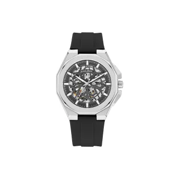 DANIEL GORMAN Daniel Golman Watch For Men Mechanical Movement Silicone Strap Watch Men's Watches Black Dial