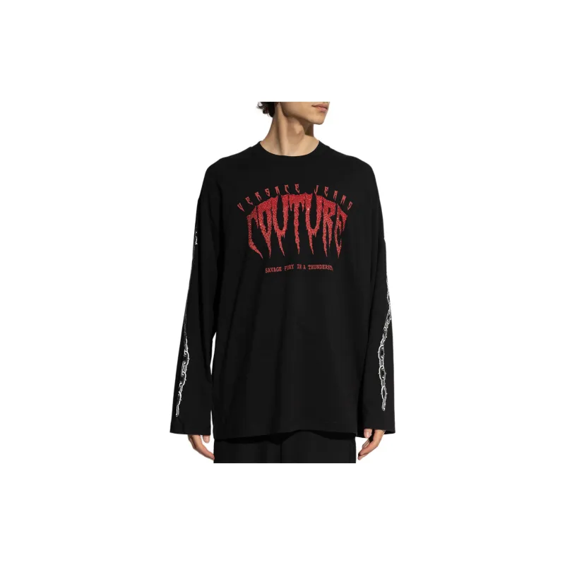 VERSACE JEANS Logo print Cotton T shirt-1