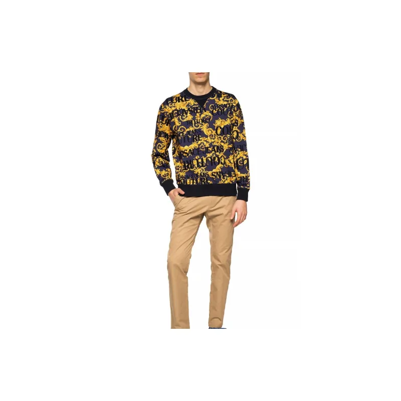 VERSACE JEANS COUTURE Crew Neck Sweatshirt Men's Blue Purple-5