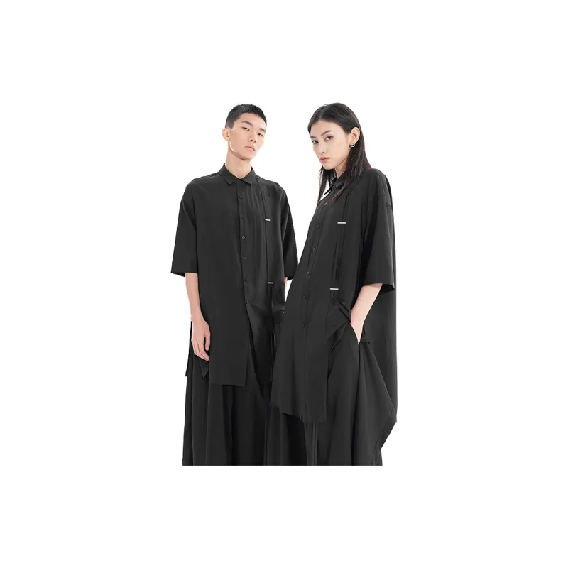 HUANXIANGZHE Shirts Unisex Black-5