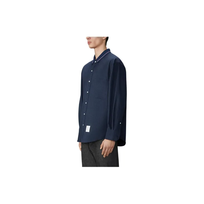 THOM BROWNE Rwb Striped Curved Hem Shirt-2