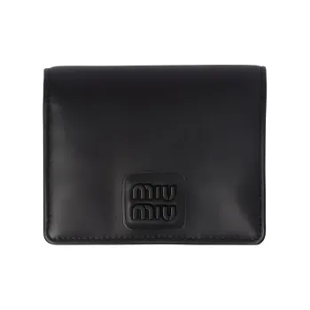 MIU MIU Leather Wallet Small Size Women's Black